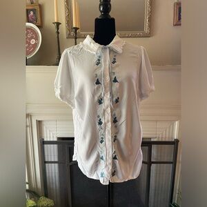 Her Universe || Alice in Wonderland button up blouse with collar and collar tie